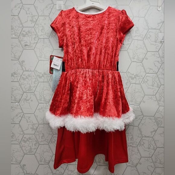 Nwt Girl's Crushed Holiday Red Velour Santa Christmas Nightgown, Gown, Size S 6 - Picture 4 of 5